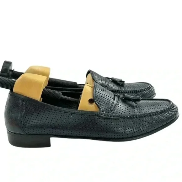 Bally mens dress shoes 12 black leather tassel penny loafers 
